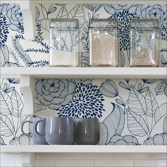 NuWallpaper Navy Secret Garden Peel & Stick Wallpaper